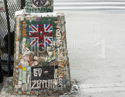 decorated pole with mosaic