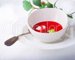 Strawberry soup on a table