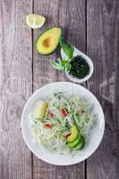 Spicy kohlrabi noodles on a table