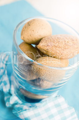 Organic almonds in a glass