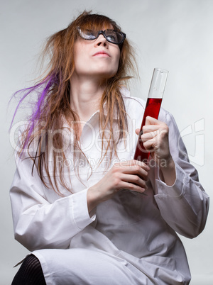 Scientist happy woman with results