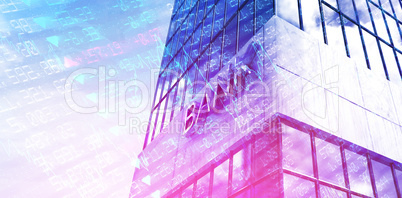 Composite image of low angle view of bank building