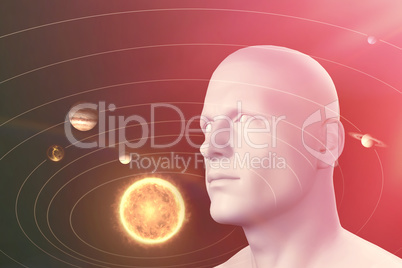 Composite image of graphic image of solar system