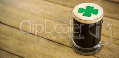 St Patricks Day mug of beer with shamrock
