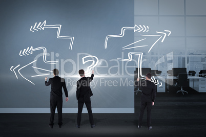 Composite image of business team writing