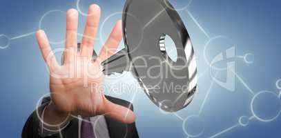 Composite image of close-up of businessman with stop gesture 3D
