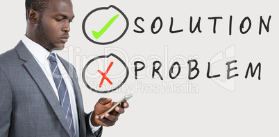 Composite image of businessman using his mobile phone