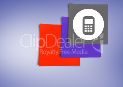 Sticky Note Phone Mobile Icon against purple background