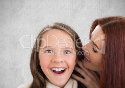 Composite image of a lovely girl with her mother against white background