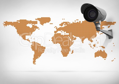 Composite image of Security camera on white cream map background