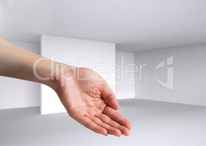 Composite Image of a Open hand against a grey background