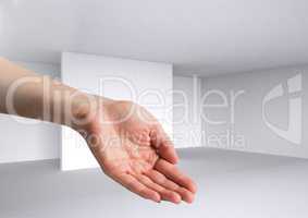 Composite Image of a Open hand against a grey background