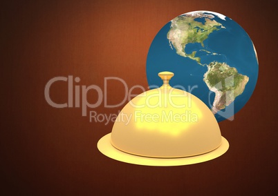 Composite of a globe with a food platter