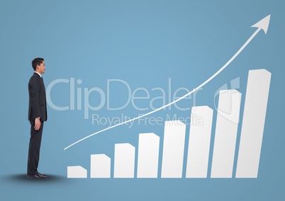 Composite image of Businessman Standing and looking at Graph
