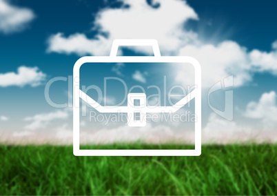 Composite image of Luggage against field and sky background