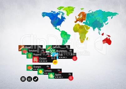 Composite Image of a World Food Map Price against a grey background