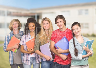 Students Portrait smiling at camera against a school background