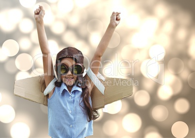 Happy Girl having Fun against Bright Colorful Background