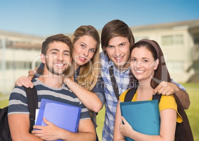 Portrait of Happy Students against a Bright background