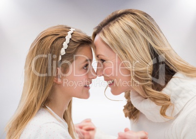 Mother and Daughter against a white background