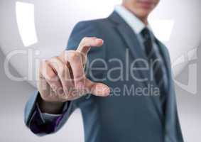 Composite image of businessman hand against modern background