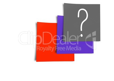 Composite image of colored Sticky Note with Question icon against white background