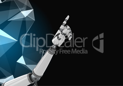 Composite Image of a robotic hand with polygon against a black background