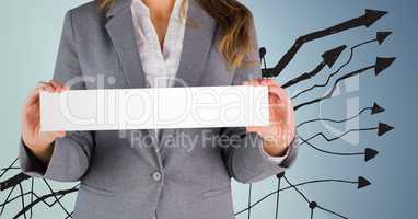 Businesswoman Standing in front of Graph against blue background