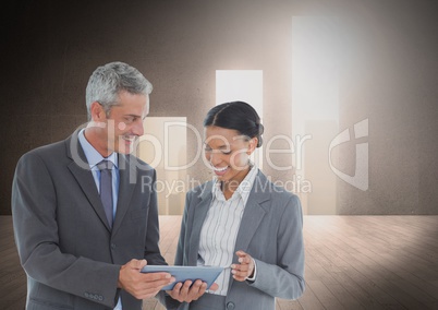Composite image of Business People Standing in front of Graph