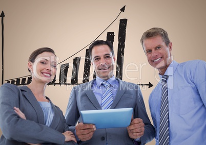 Composite image of Smiling Business Person Standing in front of Graph