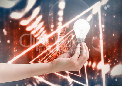 Composite image of Hand Lightbulb glow Sparkle Electric