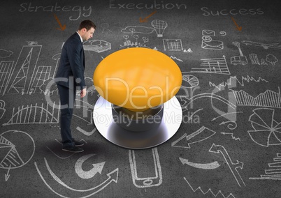 Composite image of Business man looking his goal against sketches on wall
