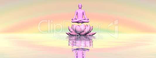 Meditation upon lily lotus flower - 3D render