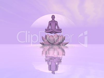 Meditation upon lily lotus flower - 3D render