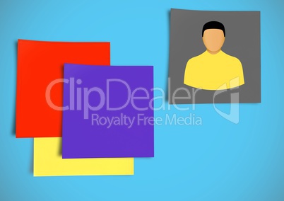 Sticky Note Person Individual icon against blue background