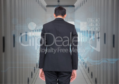 Composite image of Back view of a Businessnan Standing looking at Graphic