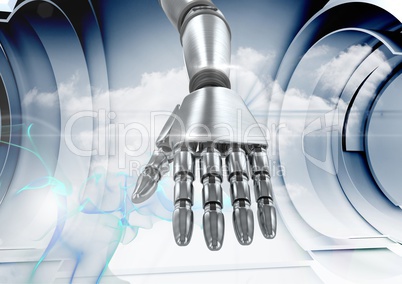 Composite Image of a robotic hand against a grey background