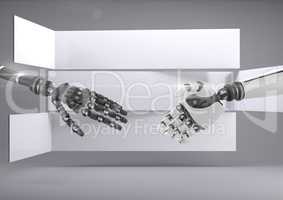 Composite image of Hands Robot reaching help against grey background