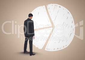 Composite image of Businessman Standing and looking at Graph against beige background