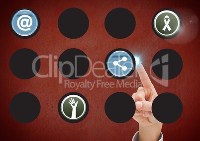 Female finger touching application icons