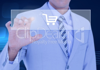 Businessman touching digital interface of online shopping