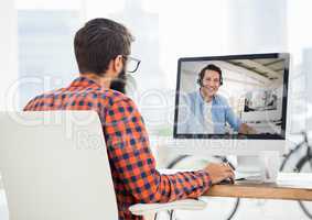 Man having video call with his colleague