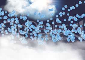 Various connecting icons with cloud in background