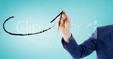 Digital composite image of business professional drawing a arrow