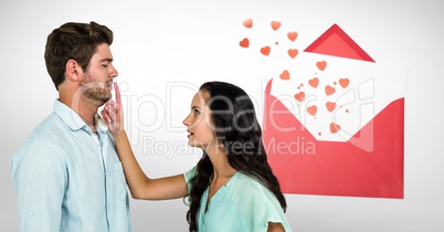 Digital composite image of loving couple