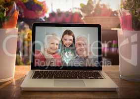 Incoming video call of grandparents and grand daughter