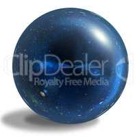 Blue glossy sphere isolated on white background