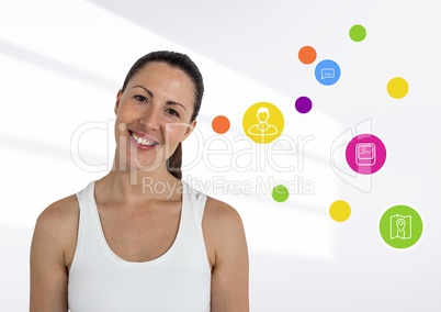 Digital composite image of smiling woman