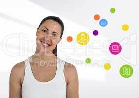 Digital composite image of smiling woman