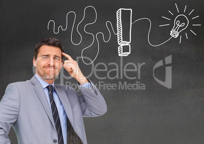 Digital composite image of a thinking businessman